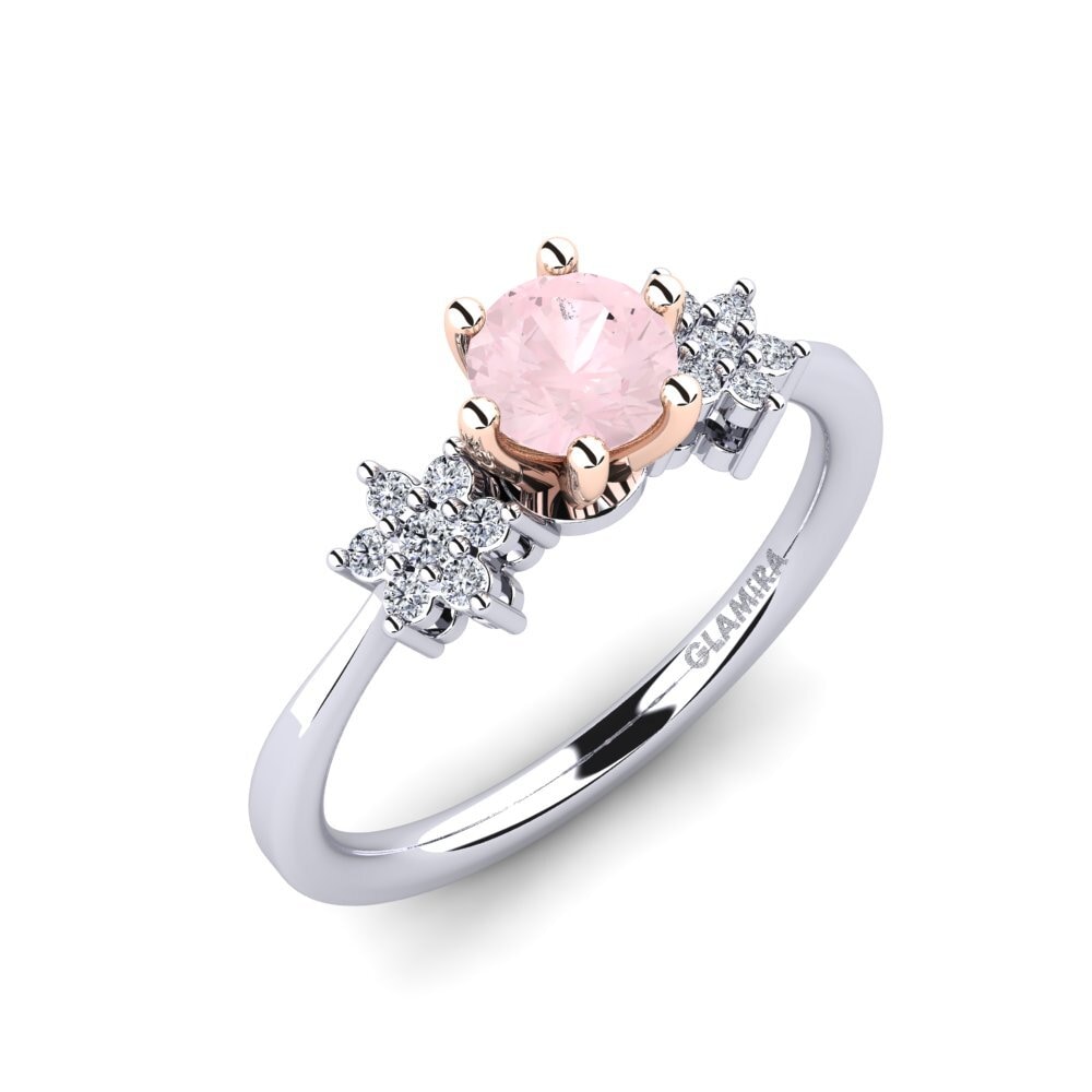 14ct White & Rose Gold Rose Quartz Engagement Ring Eila