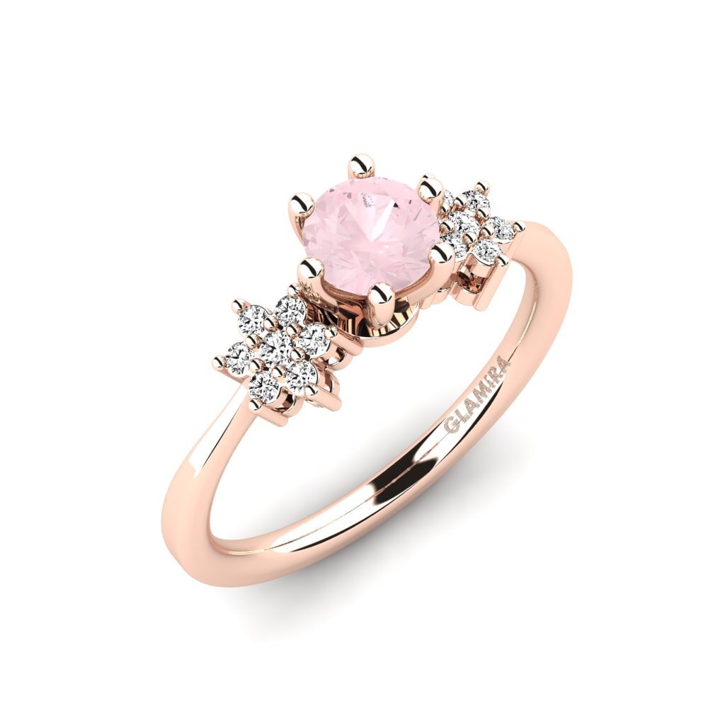 14k Oro Rosa Cuarzo rosa Anillo de compromiso Eila