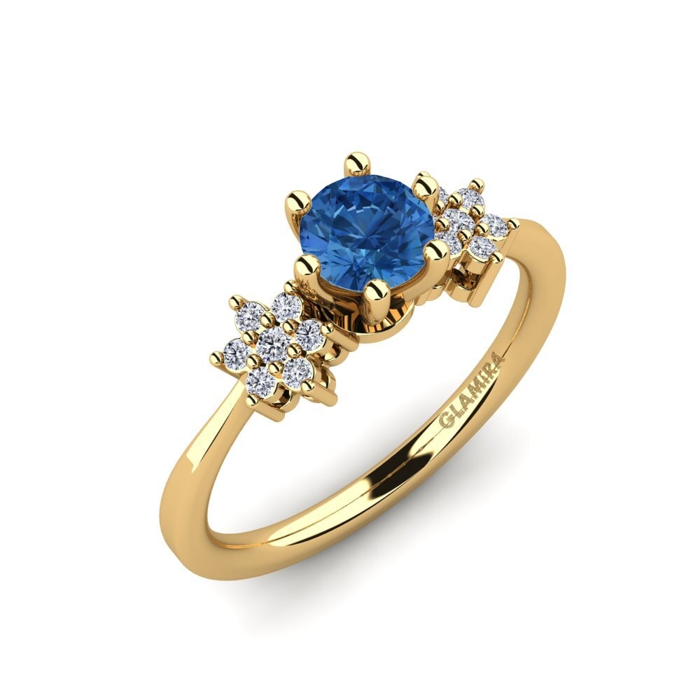 Dark Blue Zirconia Engagement Ring Eila