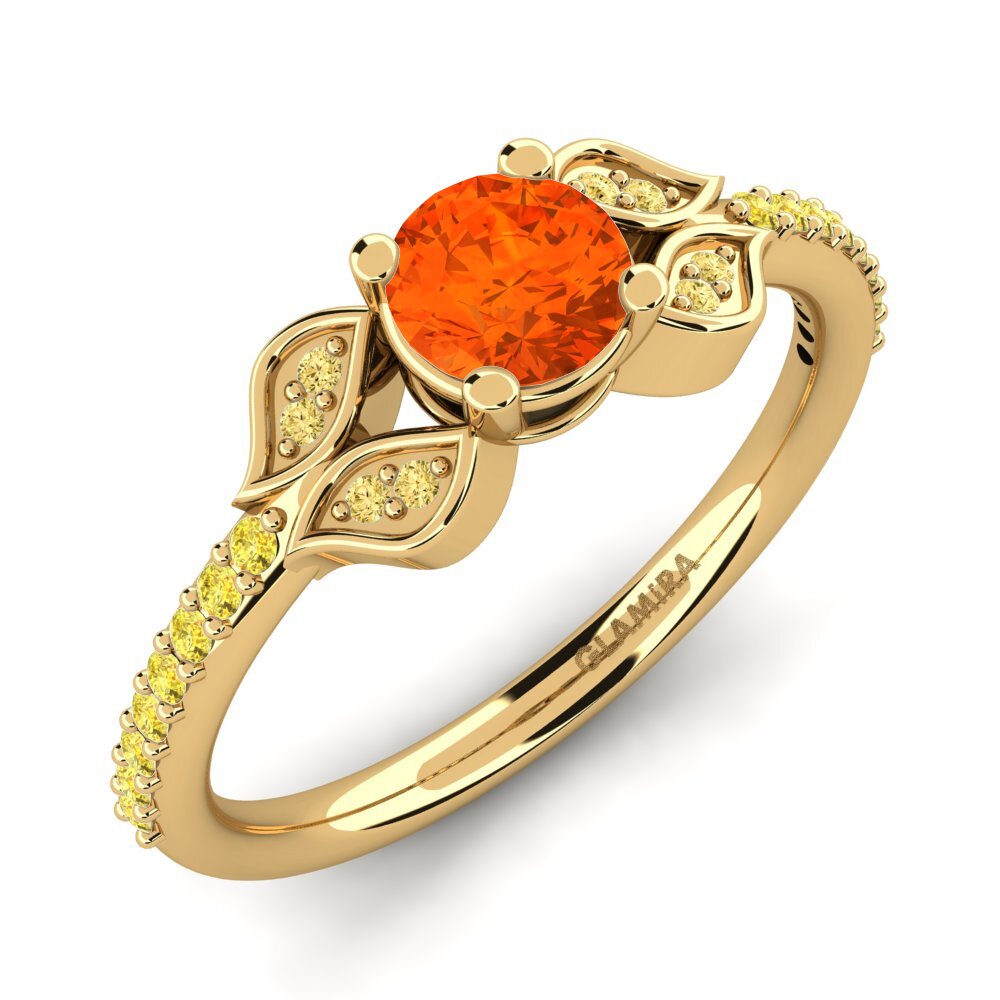 9ct Yellow Gold Fire Opal Engagement Ring Elide