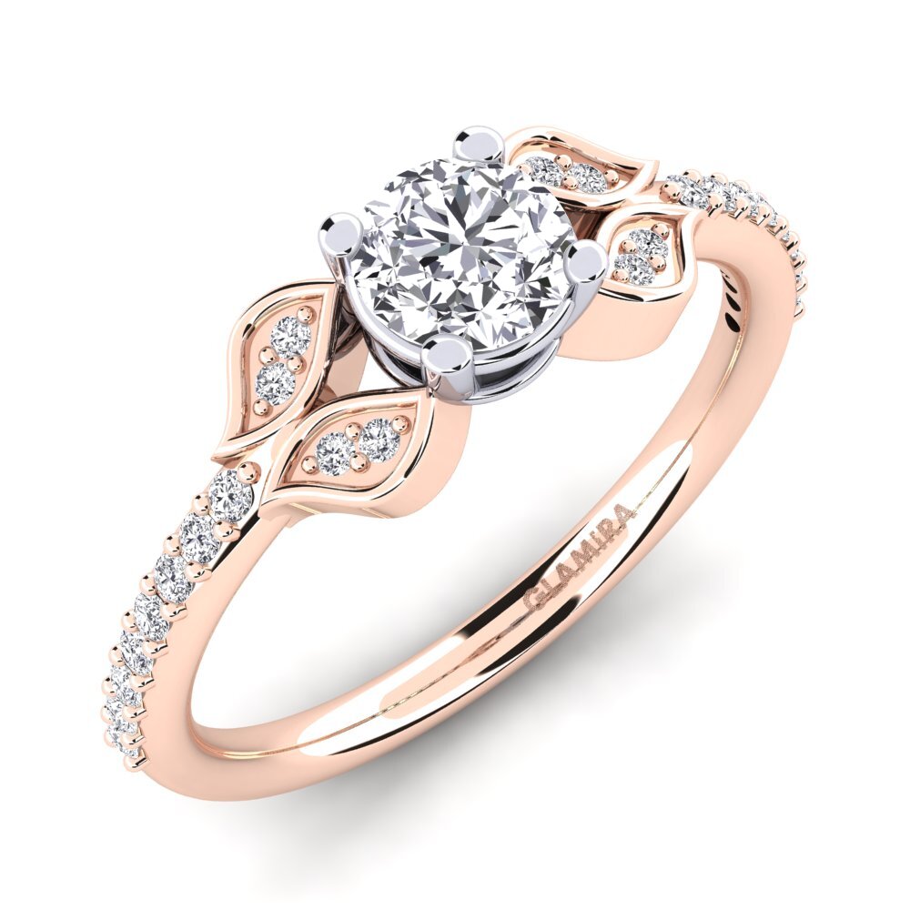 Or Rose & Blanc 375 Bague de fiançailles Elide