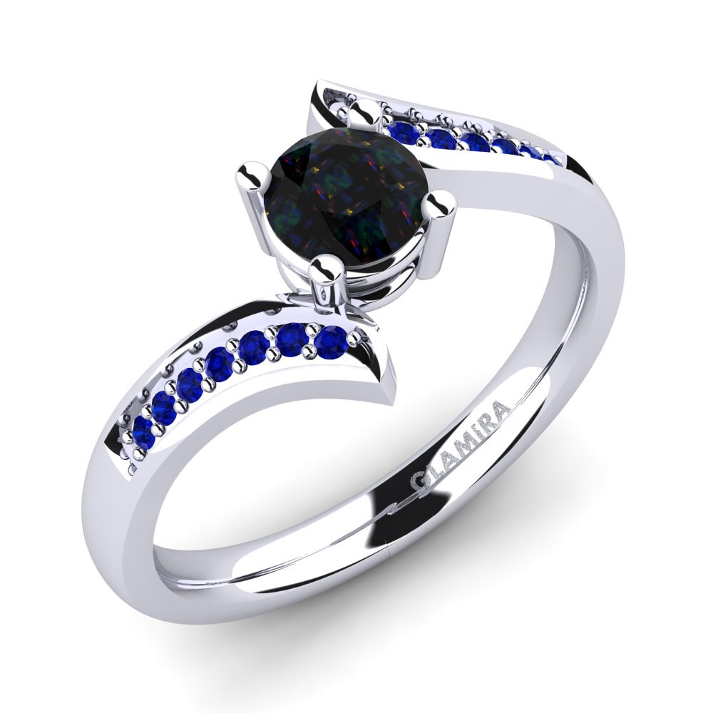 Black Opal Engagement Ring Elloine