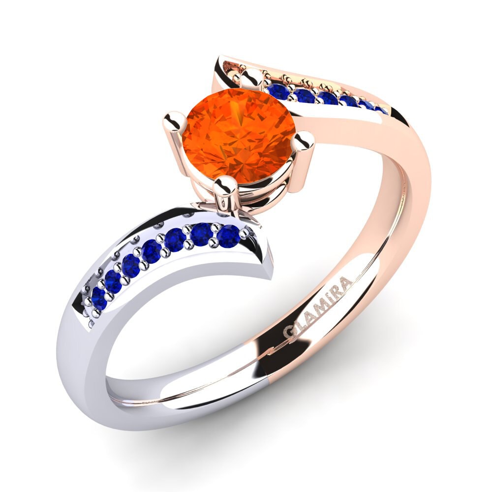 18K Rose & White Gold Fire-Opal Engagement Ring Elloine