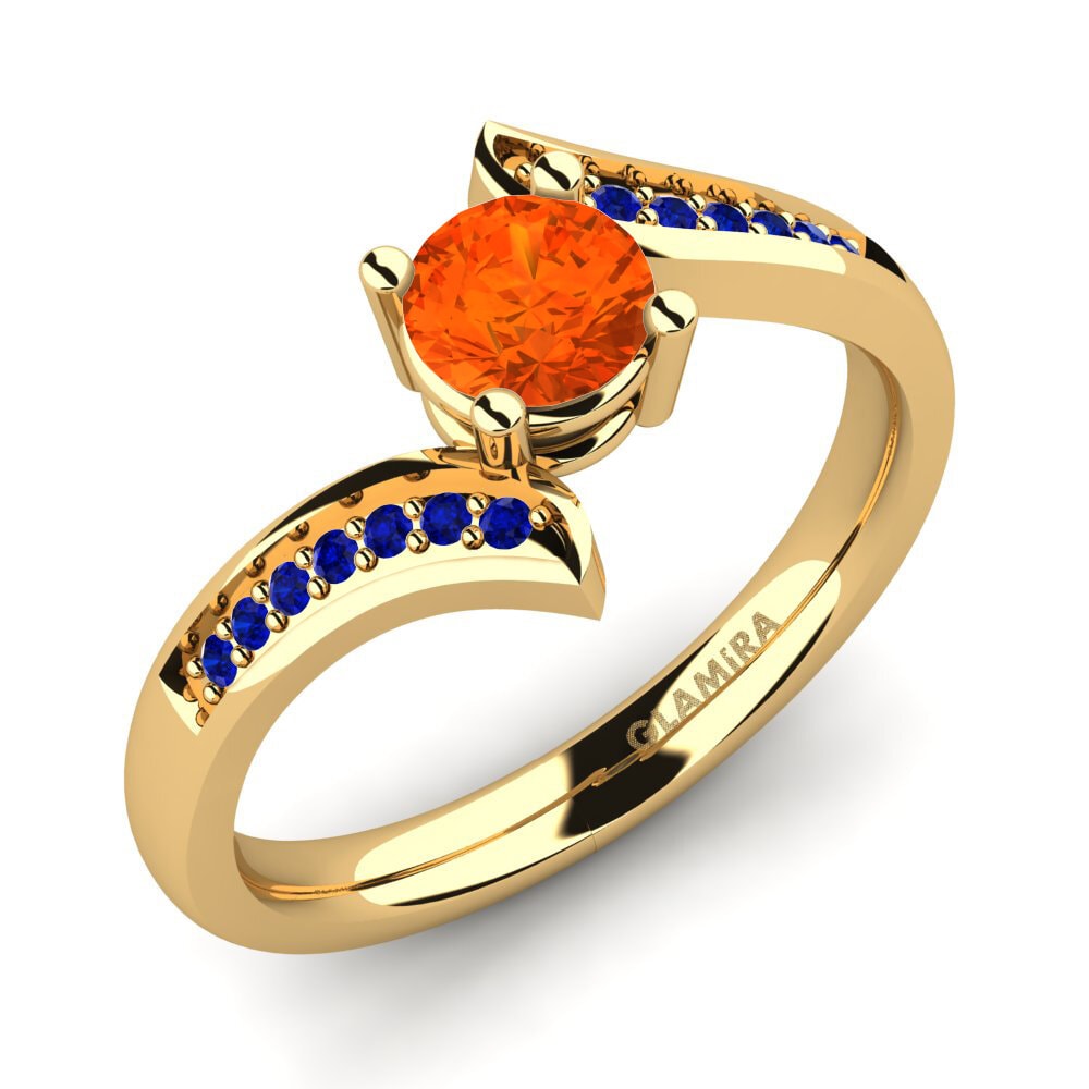 9ct Yellow Gold Fire Opal Engagement Ring Elloine