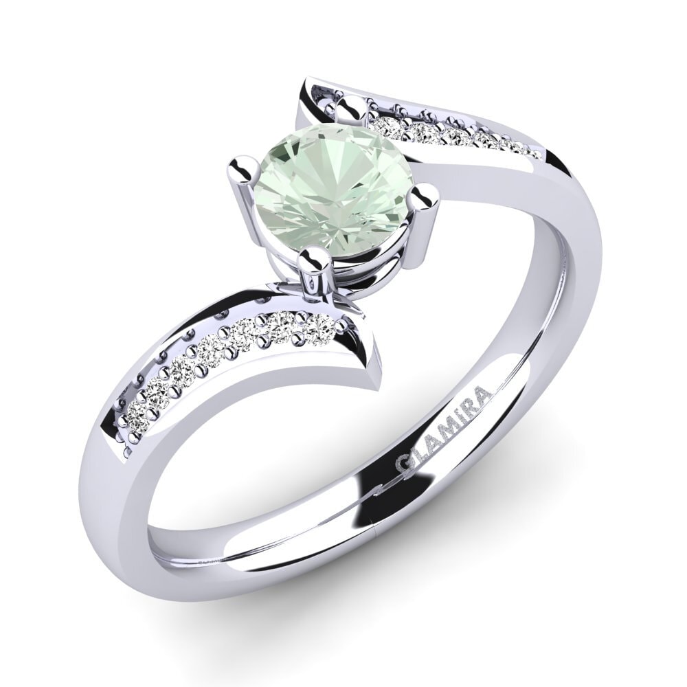 Green Amethyst Engagement Ring Elloine