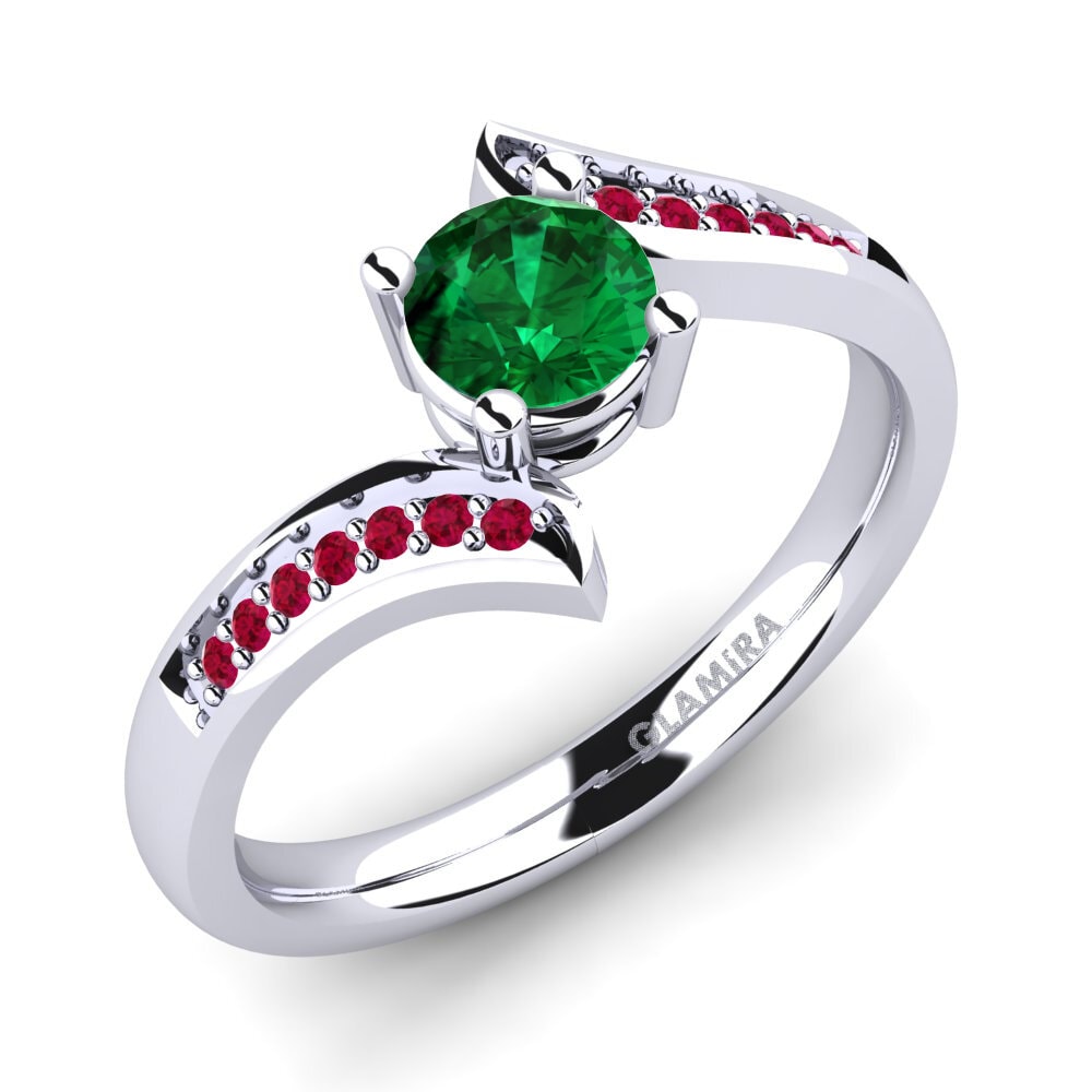 Emerald (Lab Created) Engagement Ring Elloine