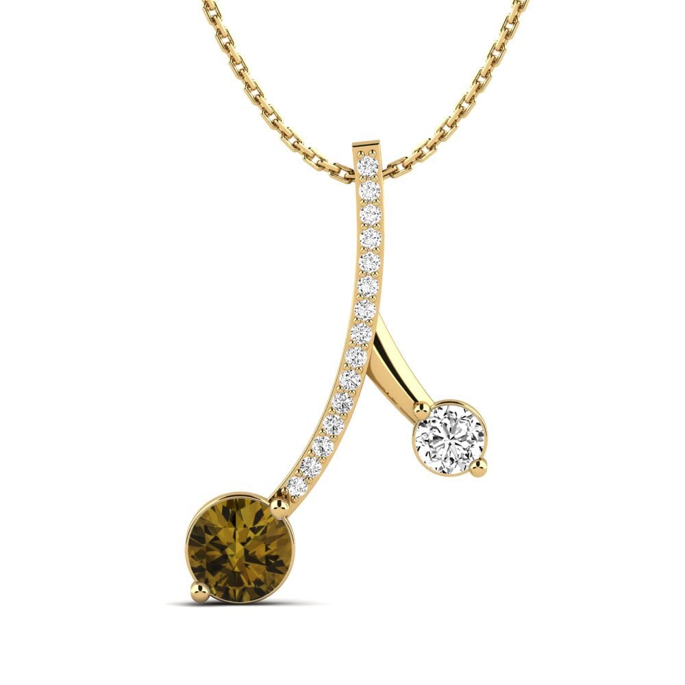 14k Yellow Gold Brown Zircon Women's Pendant Flede