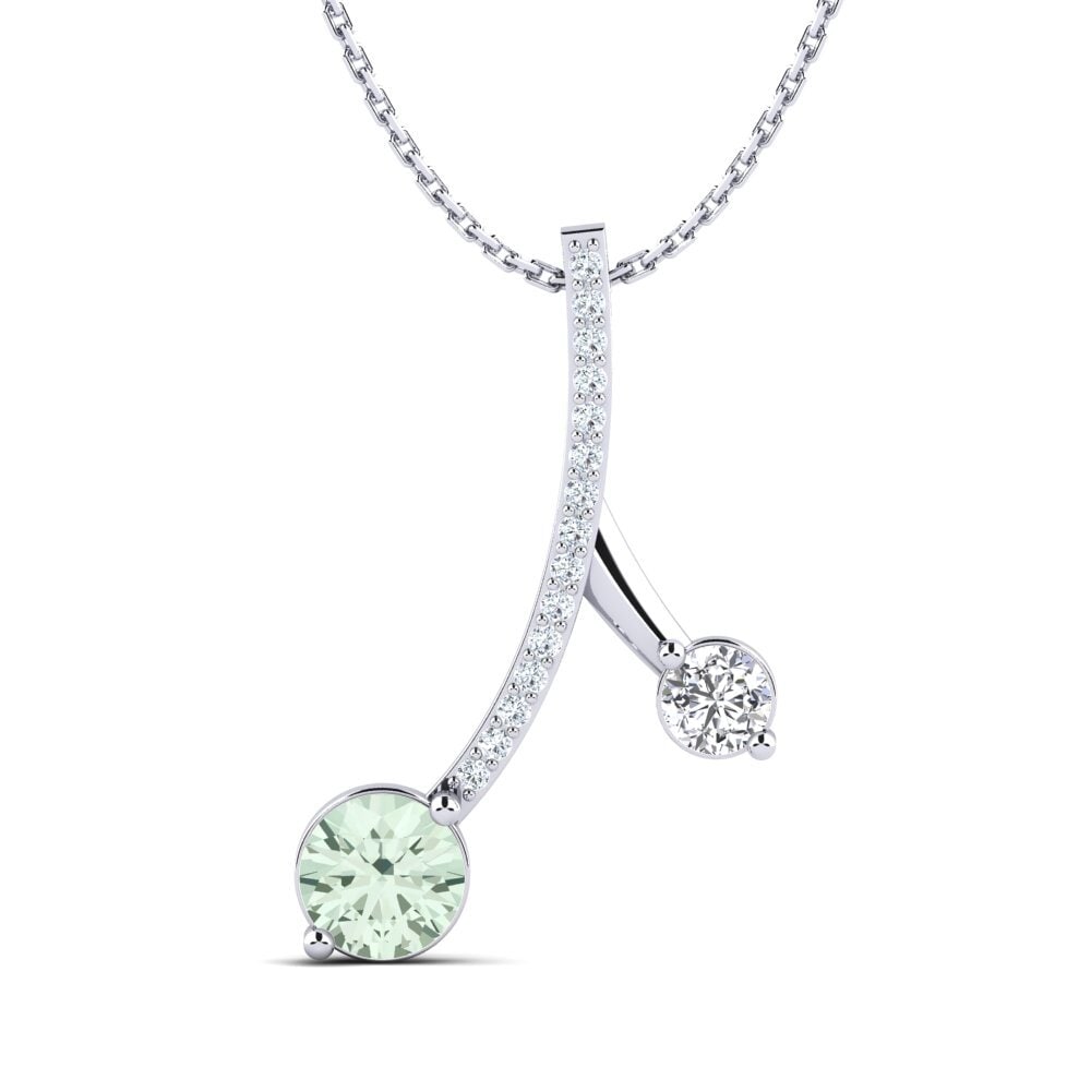 950 Palladium Green Amethyst Women's Pendant Flede