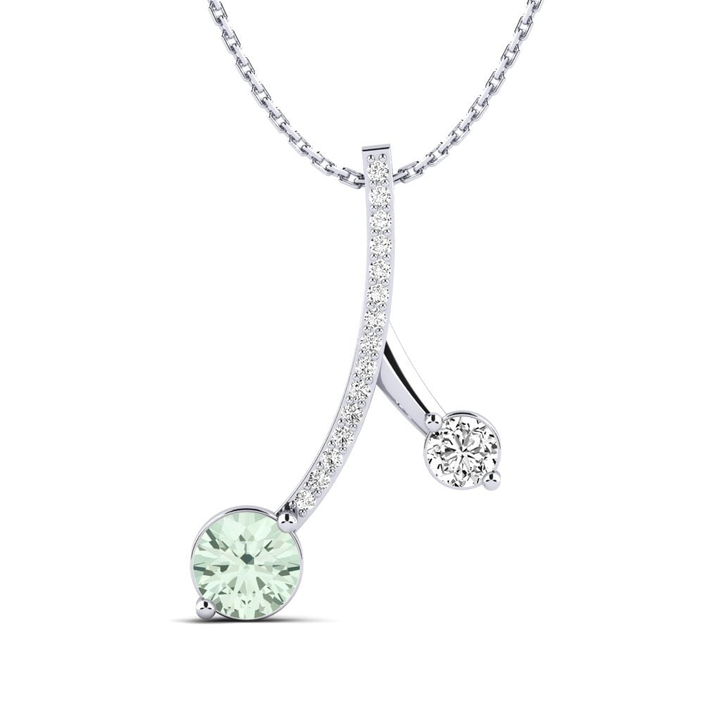 925 Silver Green Amethyst Pendant Flede