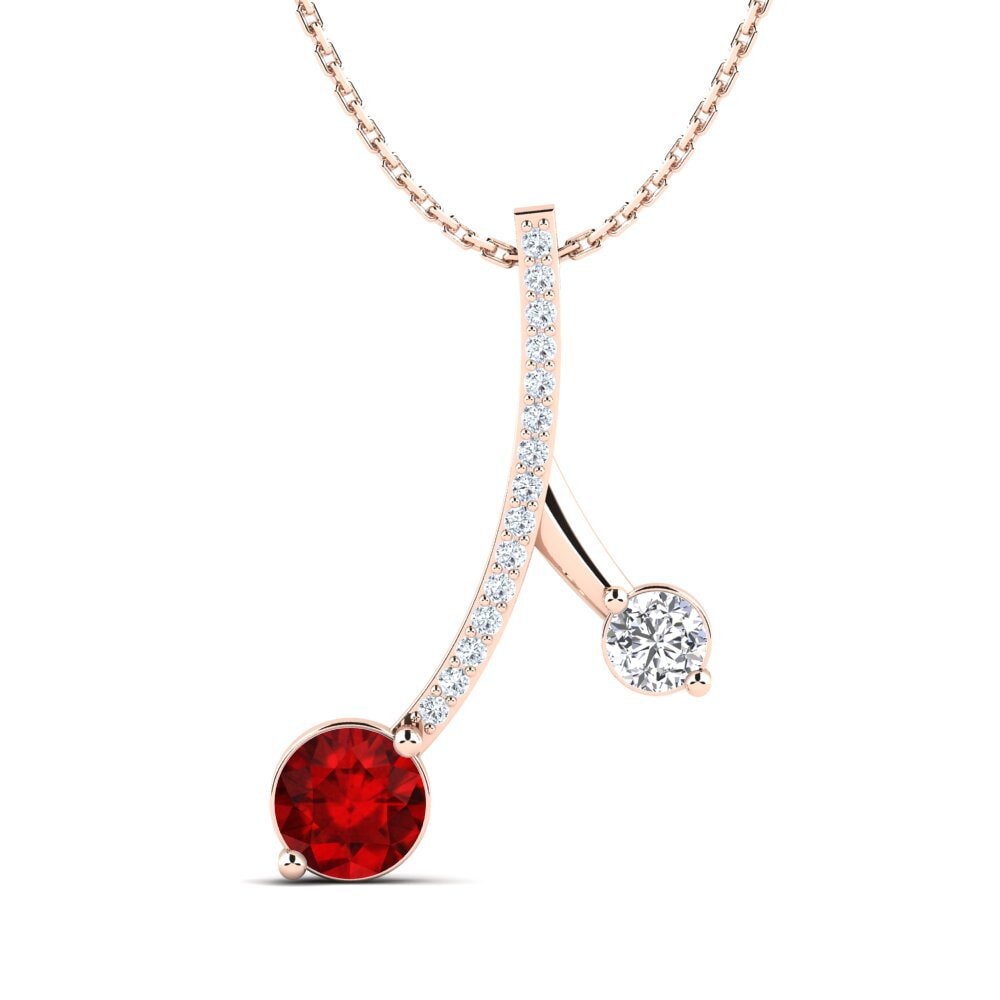 14ct Rose Gold Ruby (Lab Created) Women's Pendant Flede