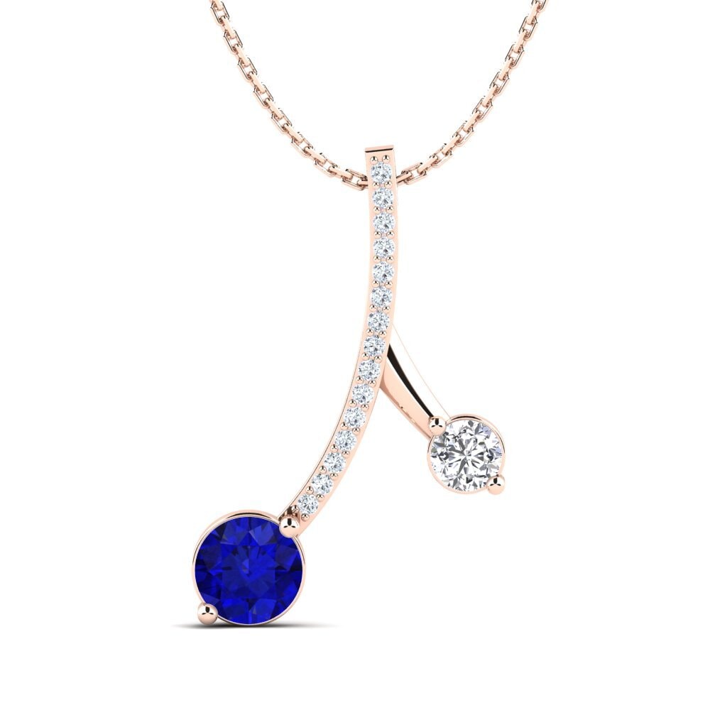 14ct Rose Gold Sapphire (Lab Created) Women's Pendant Flede
