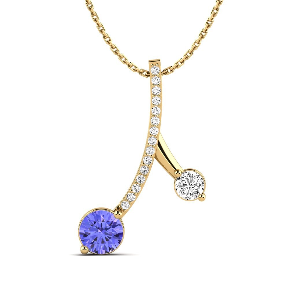 Gelbgold 585 Tansanit Damen anhänger Flede