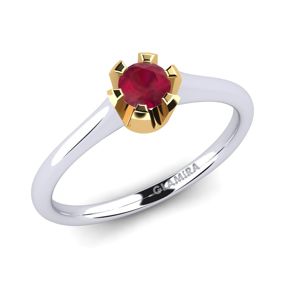 18ct White / Yellow Gold Ruby Engagement Ring Galilea