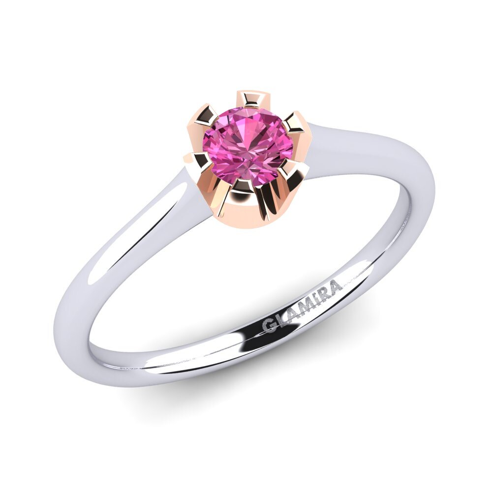 14ct White & Rose Gold Pink Topaz Engagement Ring Galilea