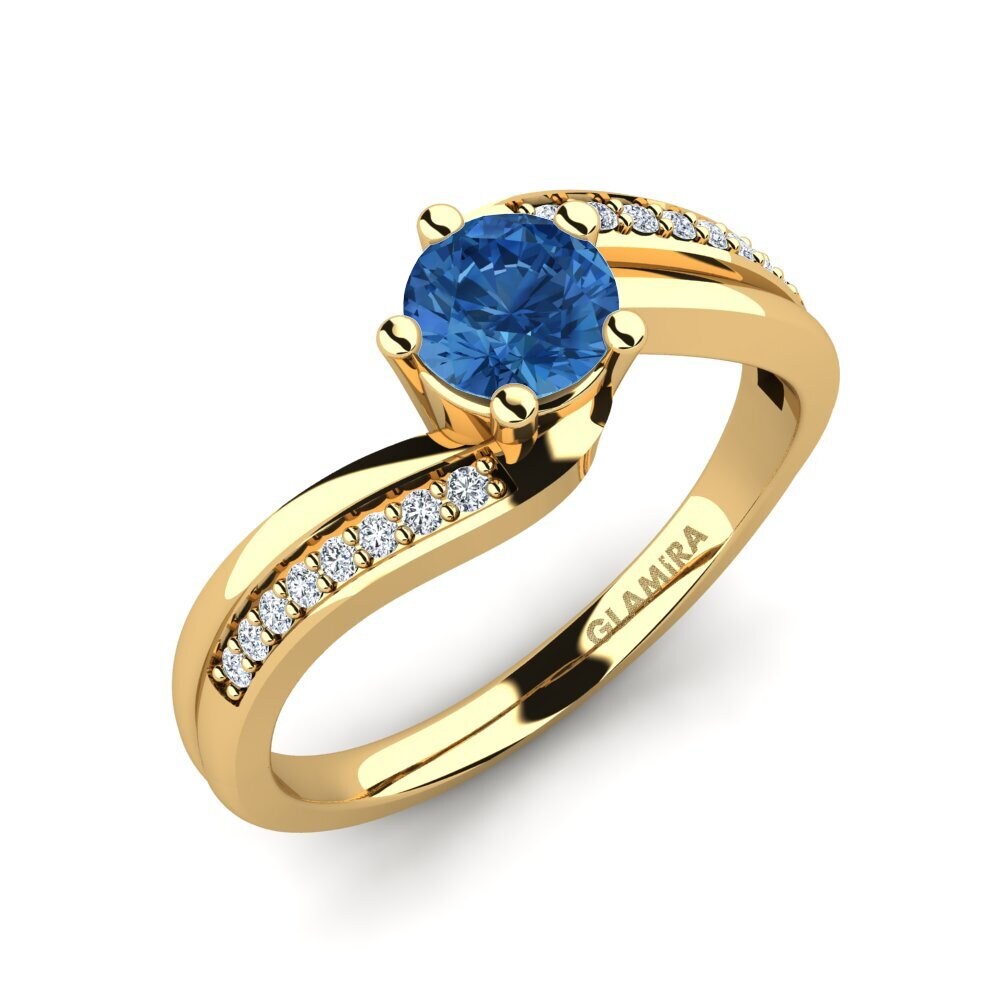 Dark Blue Zirconia Engagement Ring Gardenia 0.5 crt