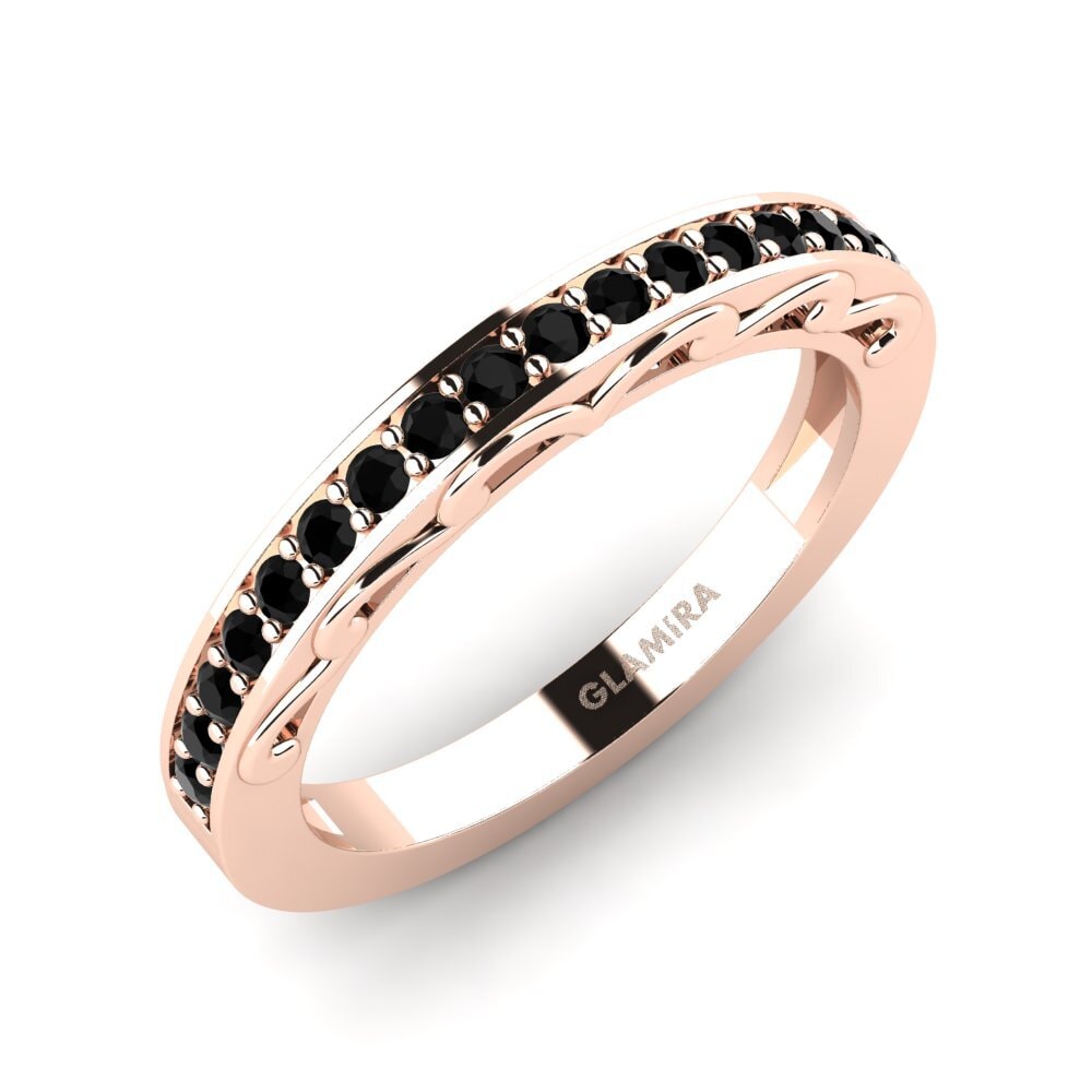 Or rose 14k Saphir noir Ensemble de mariée Gemmiferous Bague B