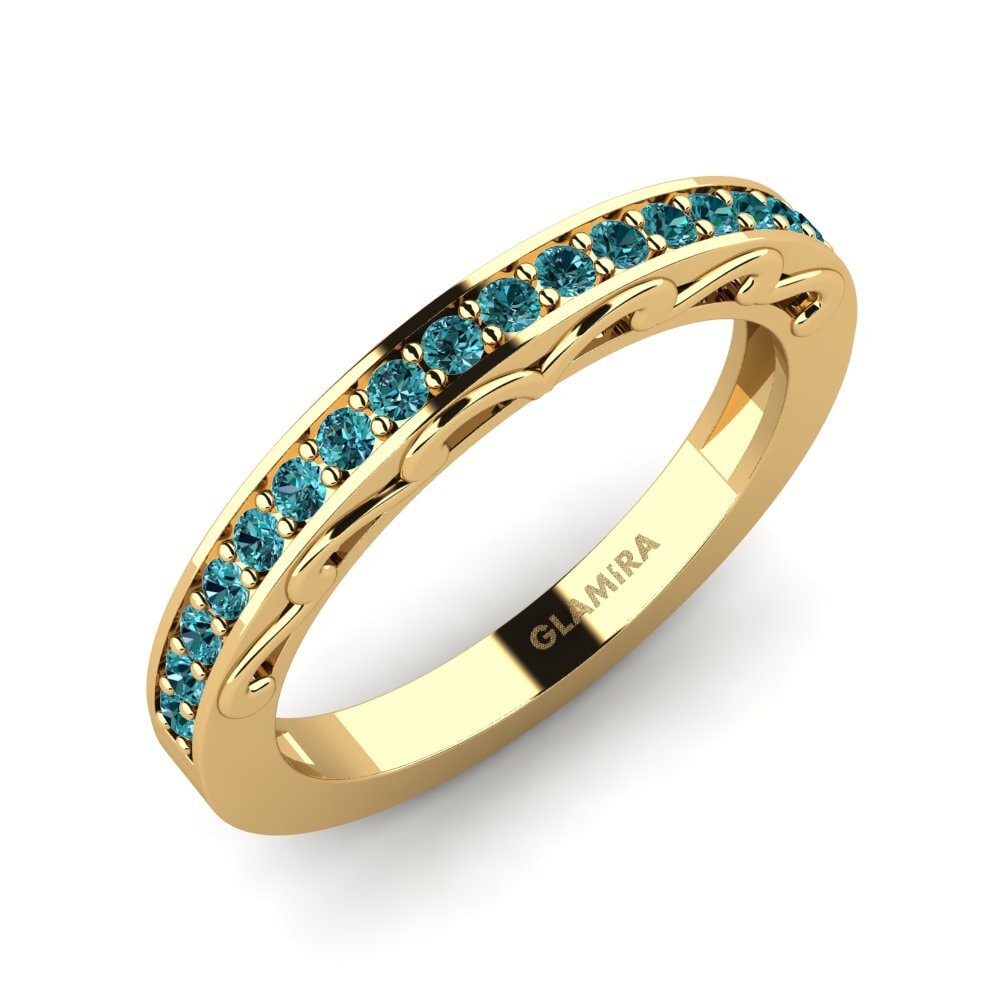 14k 黃色K金 藍色鑽石 Bridal Set Gemmiferous 戒指 B