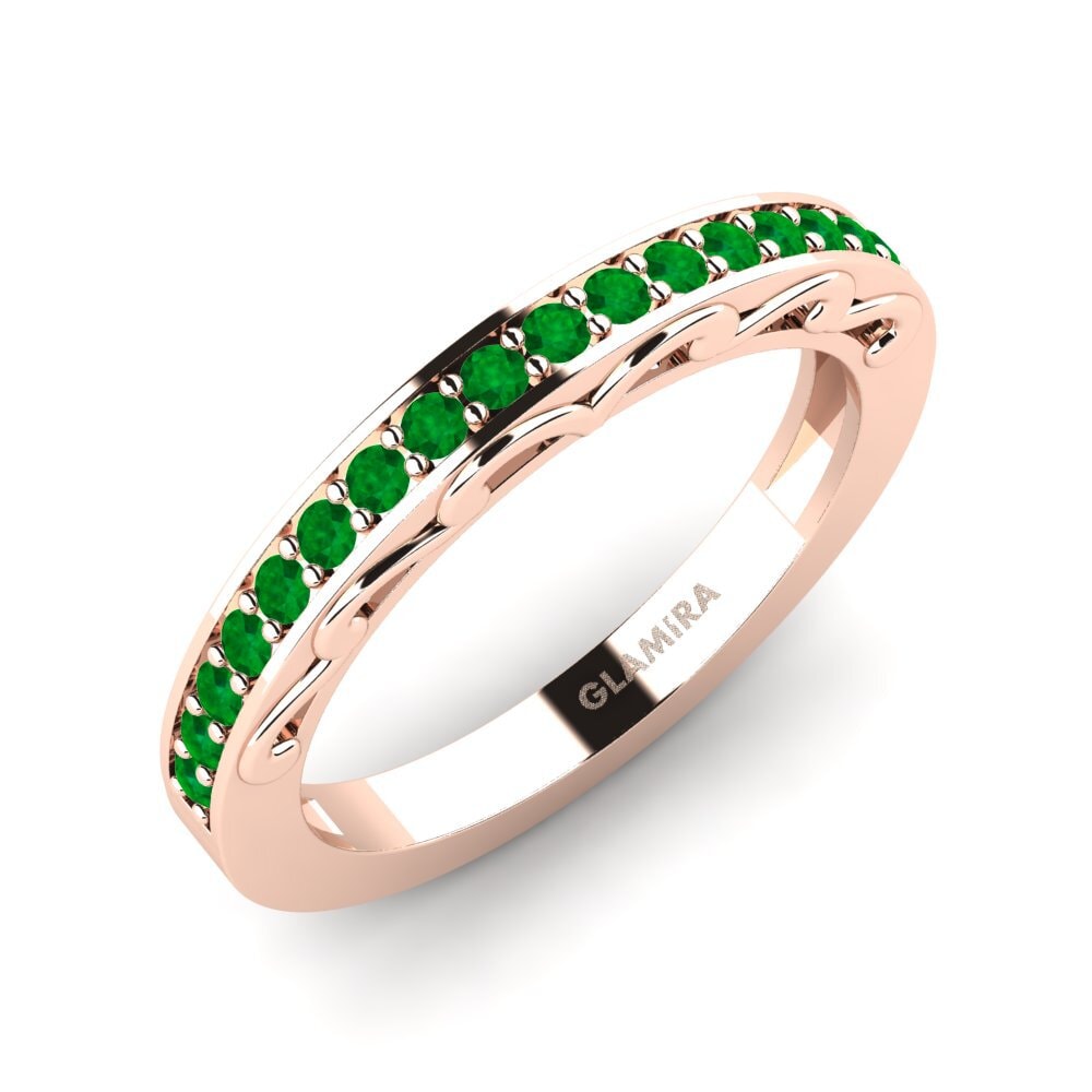 Or rose 14k Émeraude Ensemble de mariée Gemmiferous Bague B