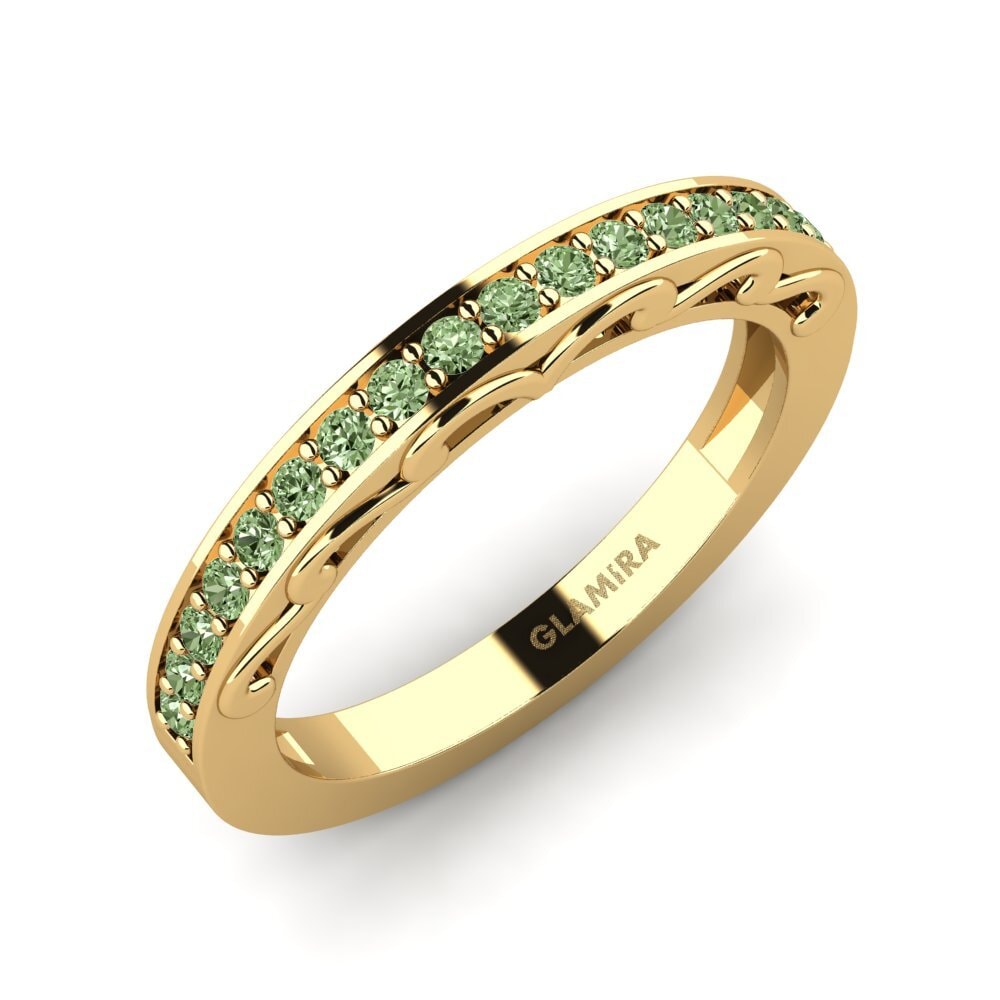 Or Jaune 14k Diamant Vert Ensemble de mariée Gemmiferous Bague B