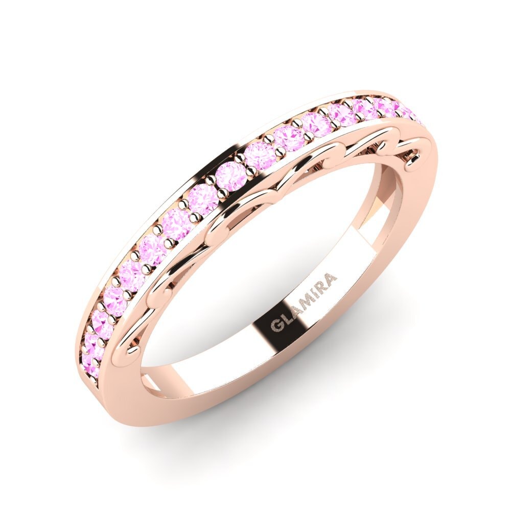 Or rose 14k Saphir Rose Ensemble de mariée Gemmiferous Bague B