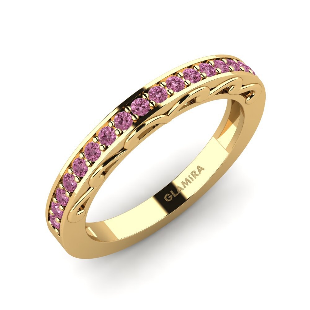 Or Jaune 9k Grenat de Rhodolite Ensemble de mariée Gemmiferous Bague B