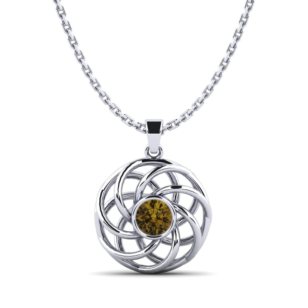Plata 925 Circón Marrón Colgante de Mujer Glady