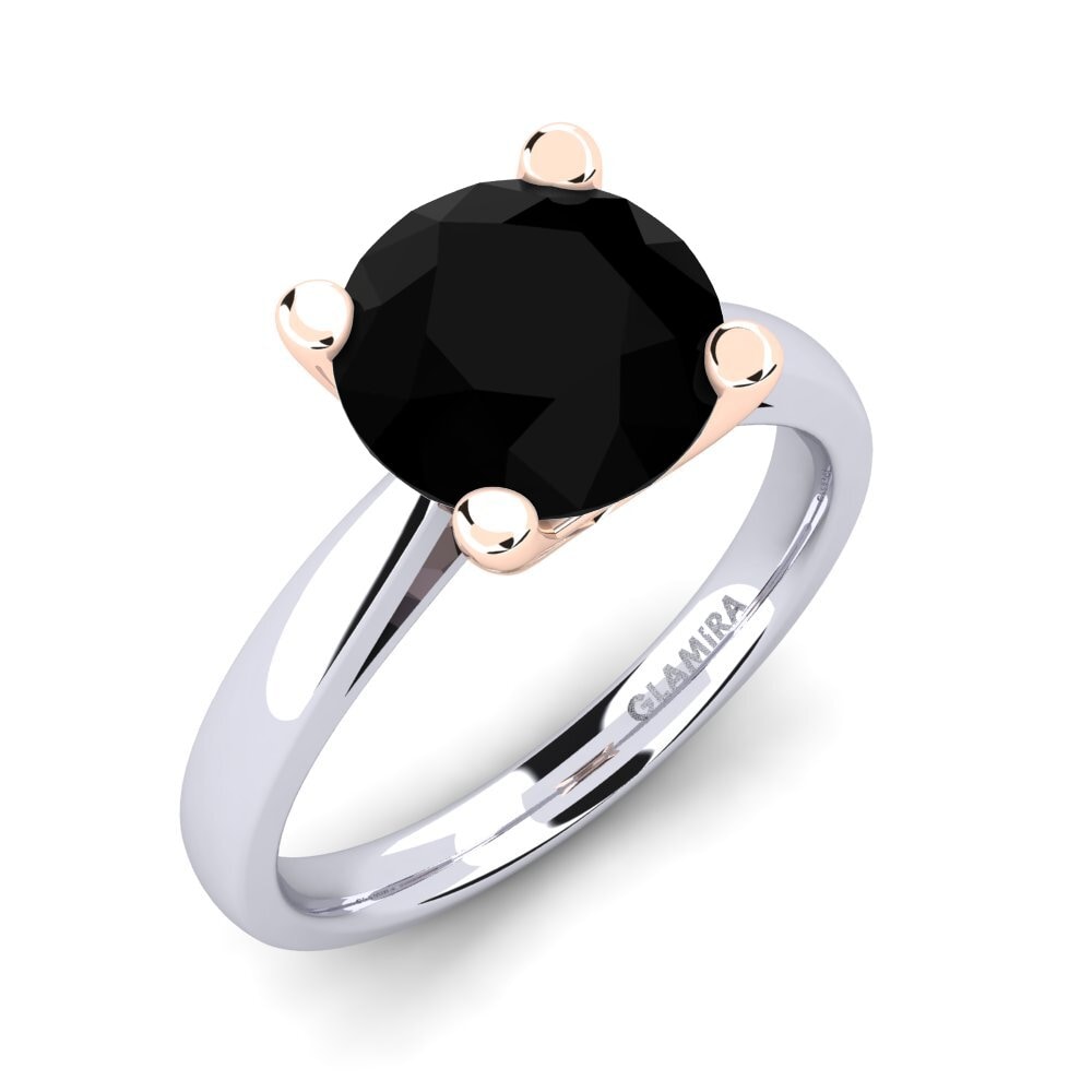9ct White & Rose Gold Black Onyx Engagement Ring Grace 3.0 crt