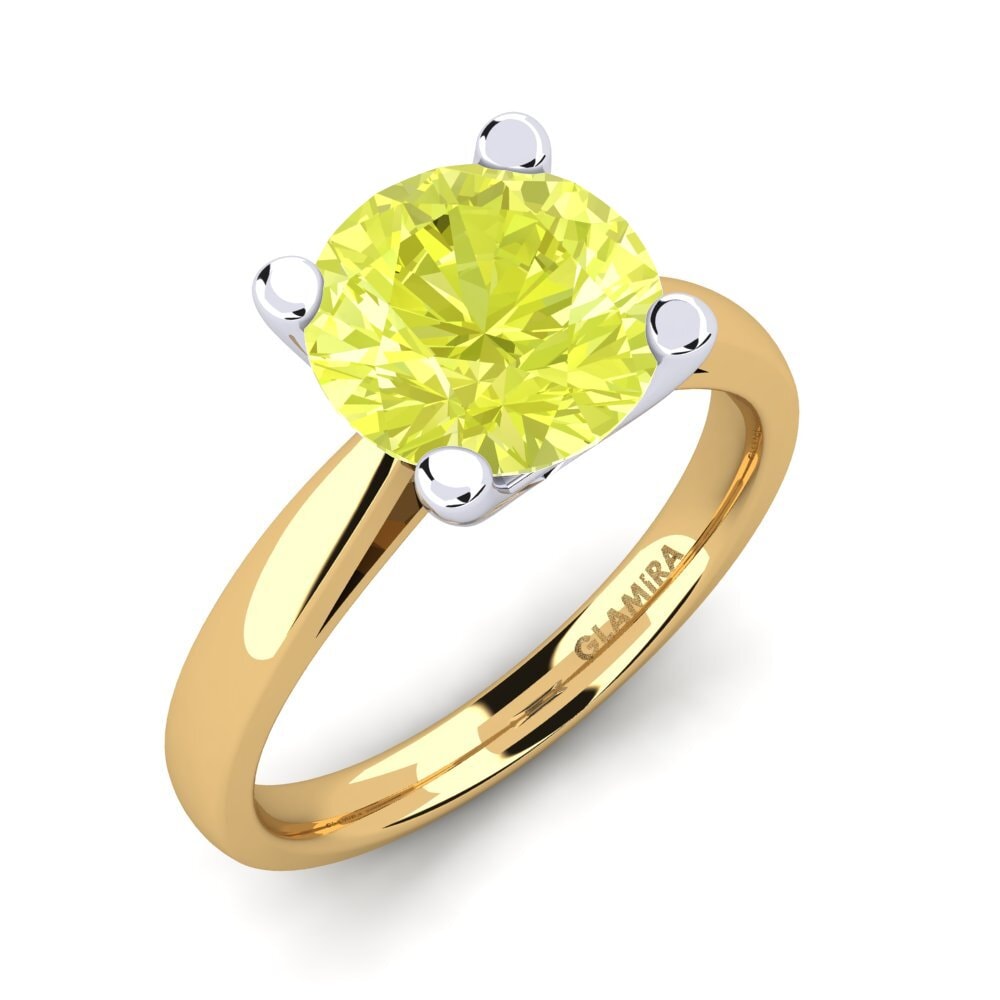14ct Yellow / White Gold Lemon Quartz Engagement Ring Grace 3.0crt