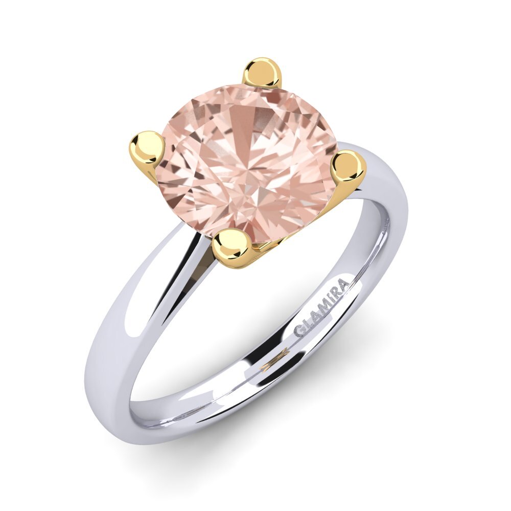 14ct White / Yellow Gold Morganite Engagement Ring Grace 3.0crt