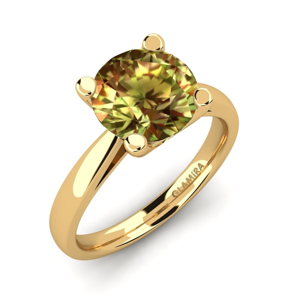 Ouro Amarelo 14K Pedra do Sultão Anel de Noivado Grace 3.0crt