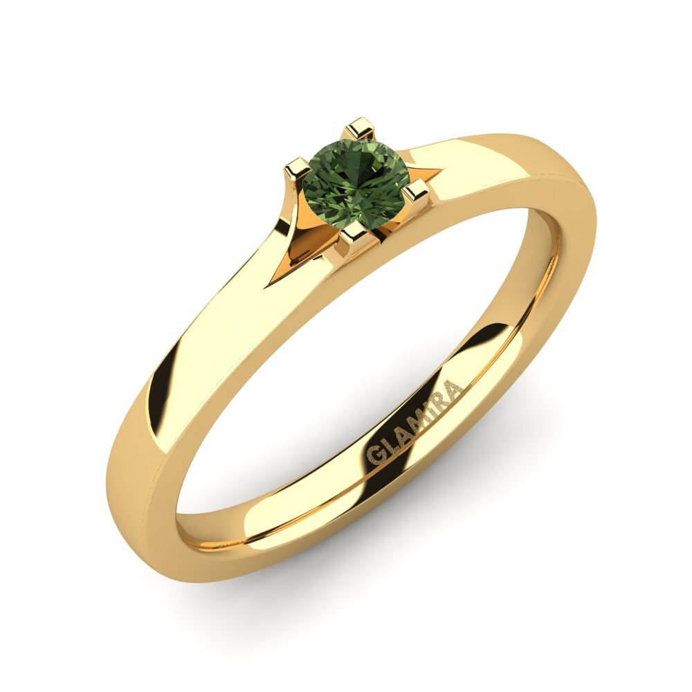 14ct Yellow Gold Green Sapphire Engagement Ring Henrietta 0.16crt