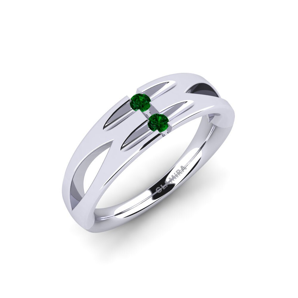 Green Zirconia Engagement Ring Hibiscus