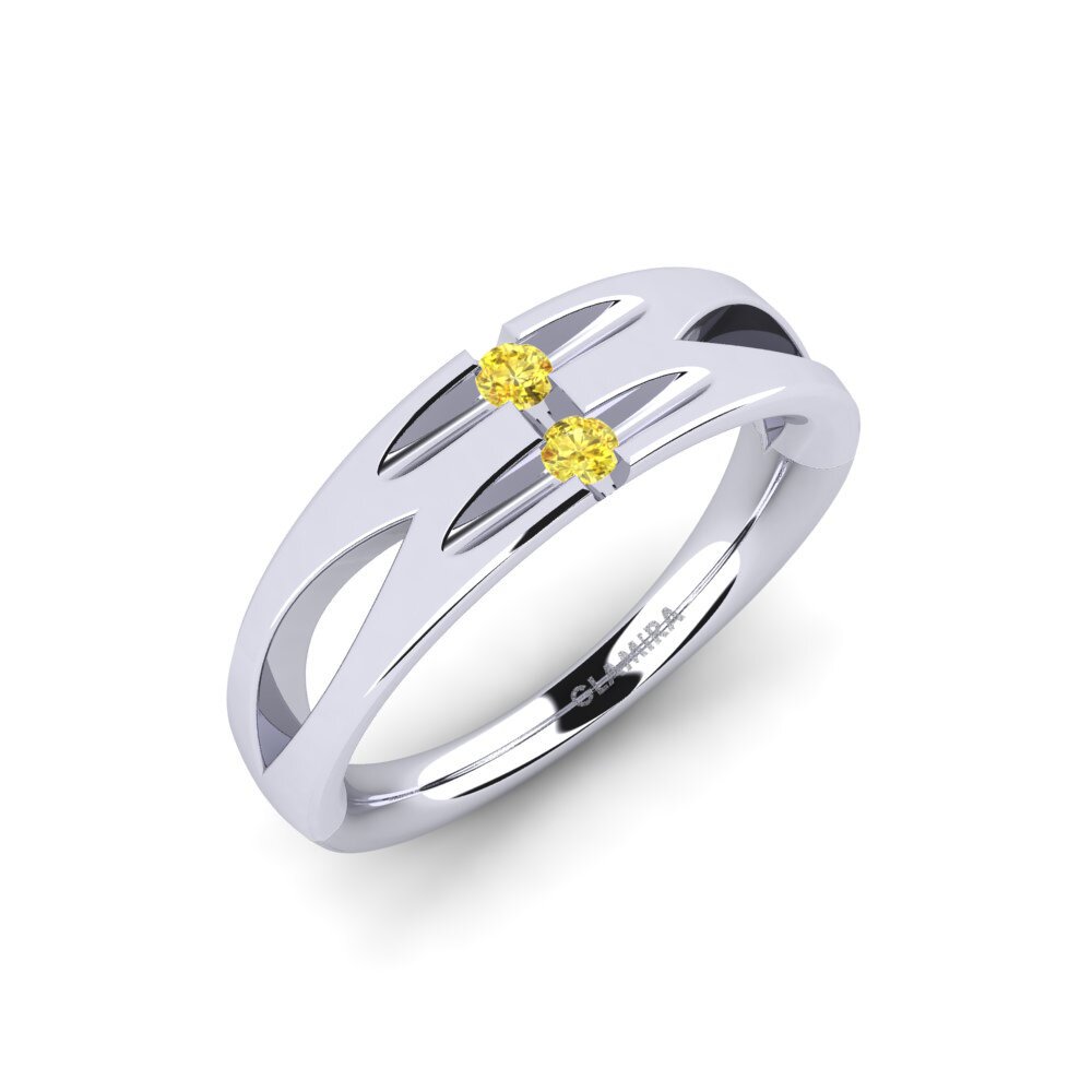 Yellow Sapphire Engagement Ring Hibiscus