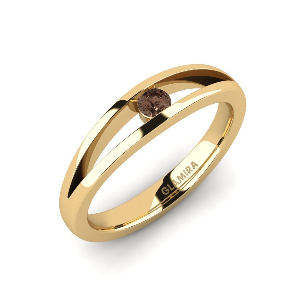 18k Oro Amarillo Cuarzo humo Anillo de compromiso Jessica