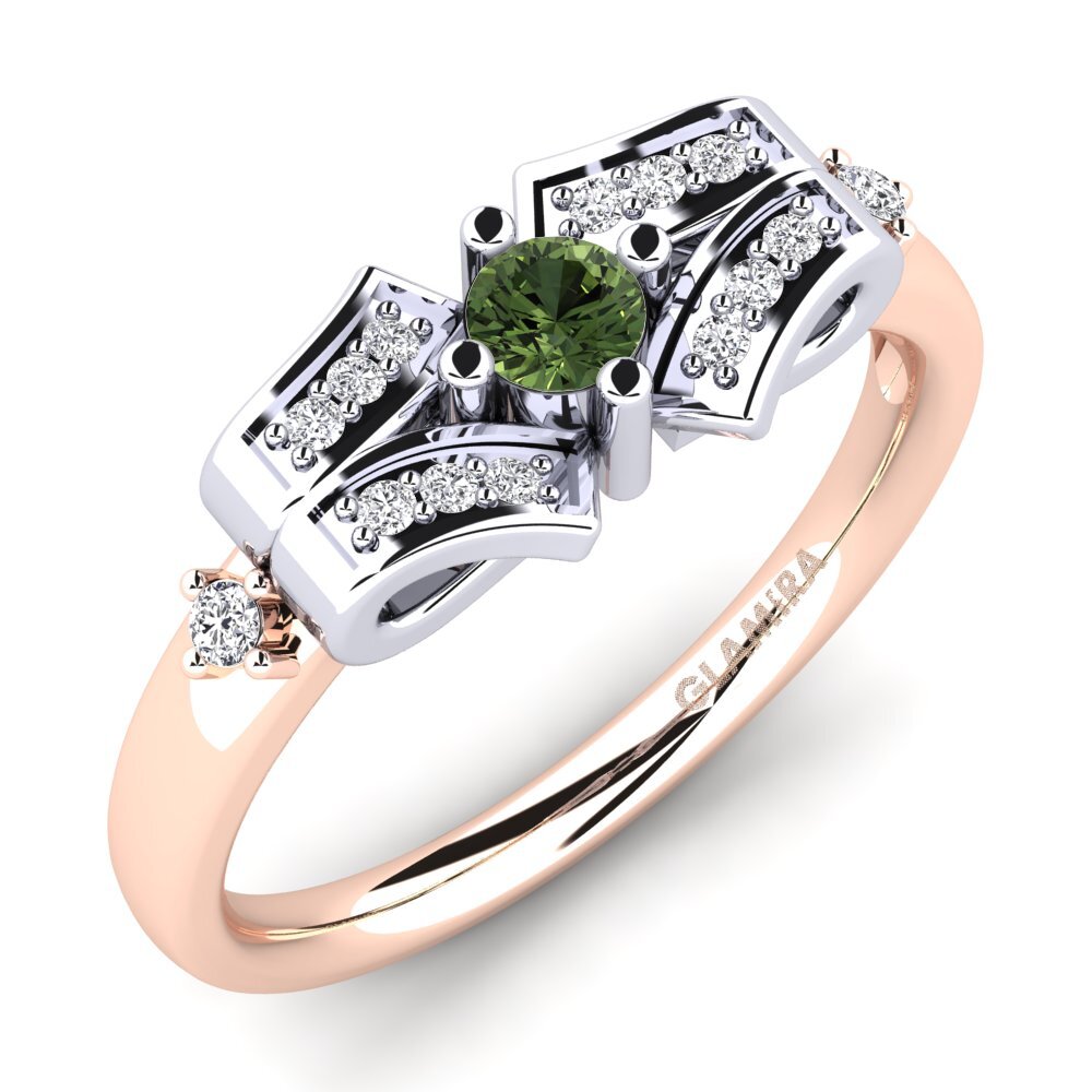 14ct Rose & White Gold Green Sapphire Engagement Ring Jueves