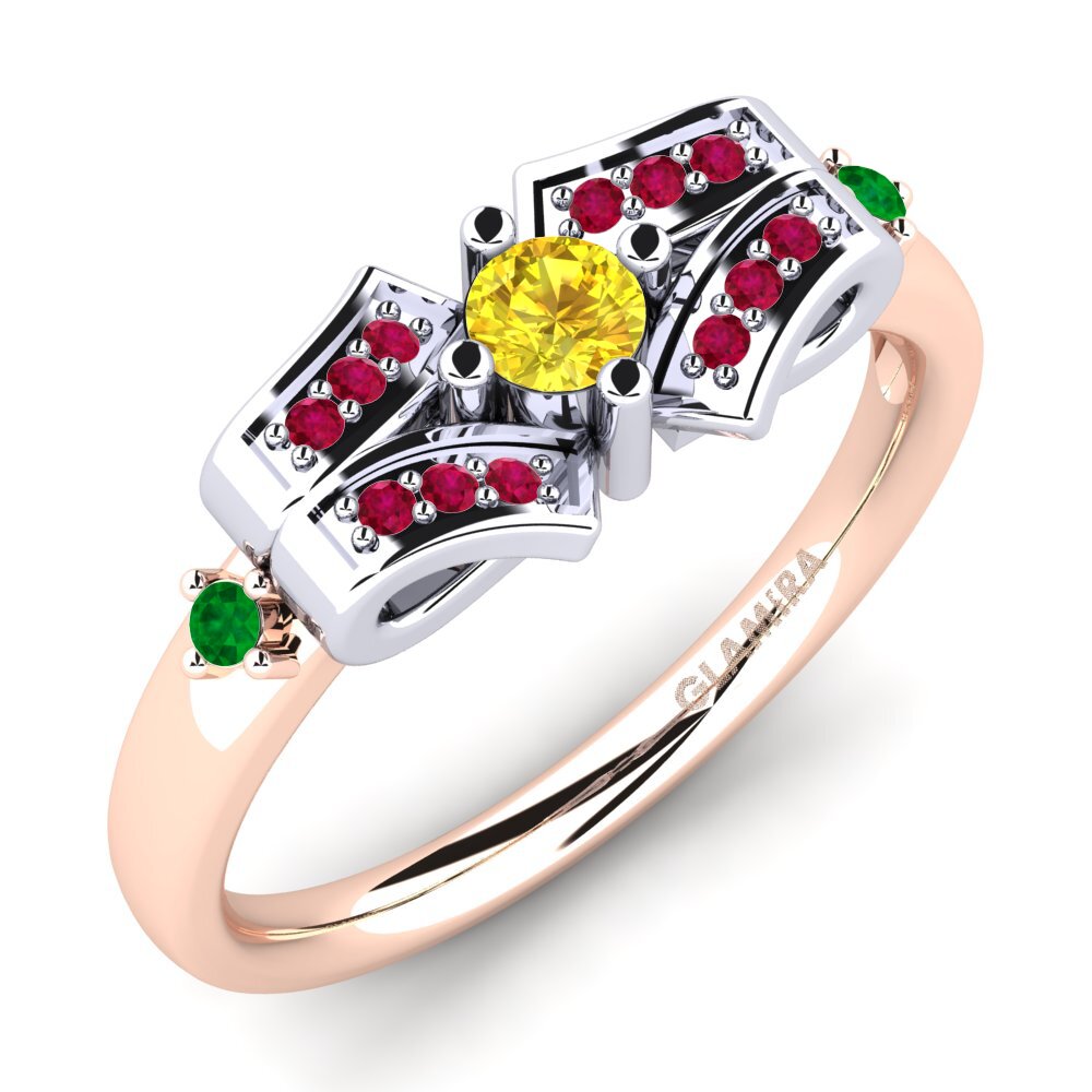 14K Rood & Wit Goud Gele Saffier Verlovingsring Jueves