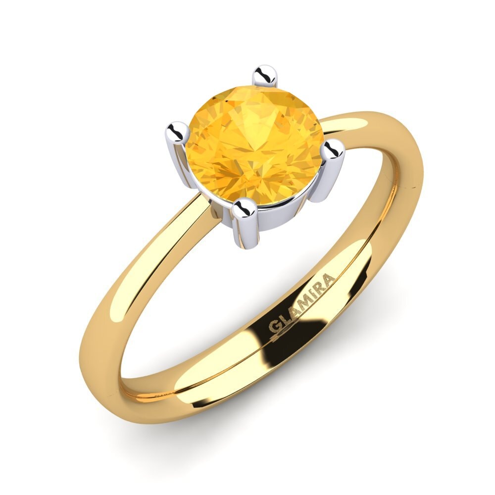 14k Oro Amarillo & Blanco Citrino Anillo de compromiso Julia 1.0 crt