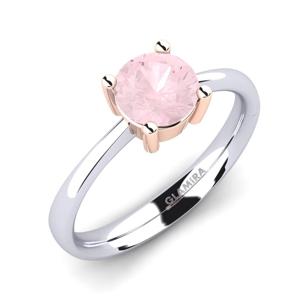 14ct White & Rose Gold Rose Quartz Engagement Ring Julia 1.0 crt