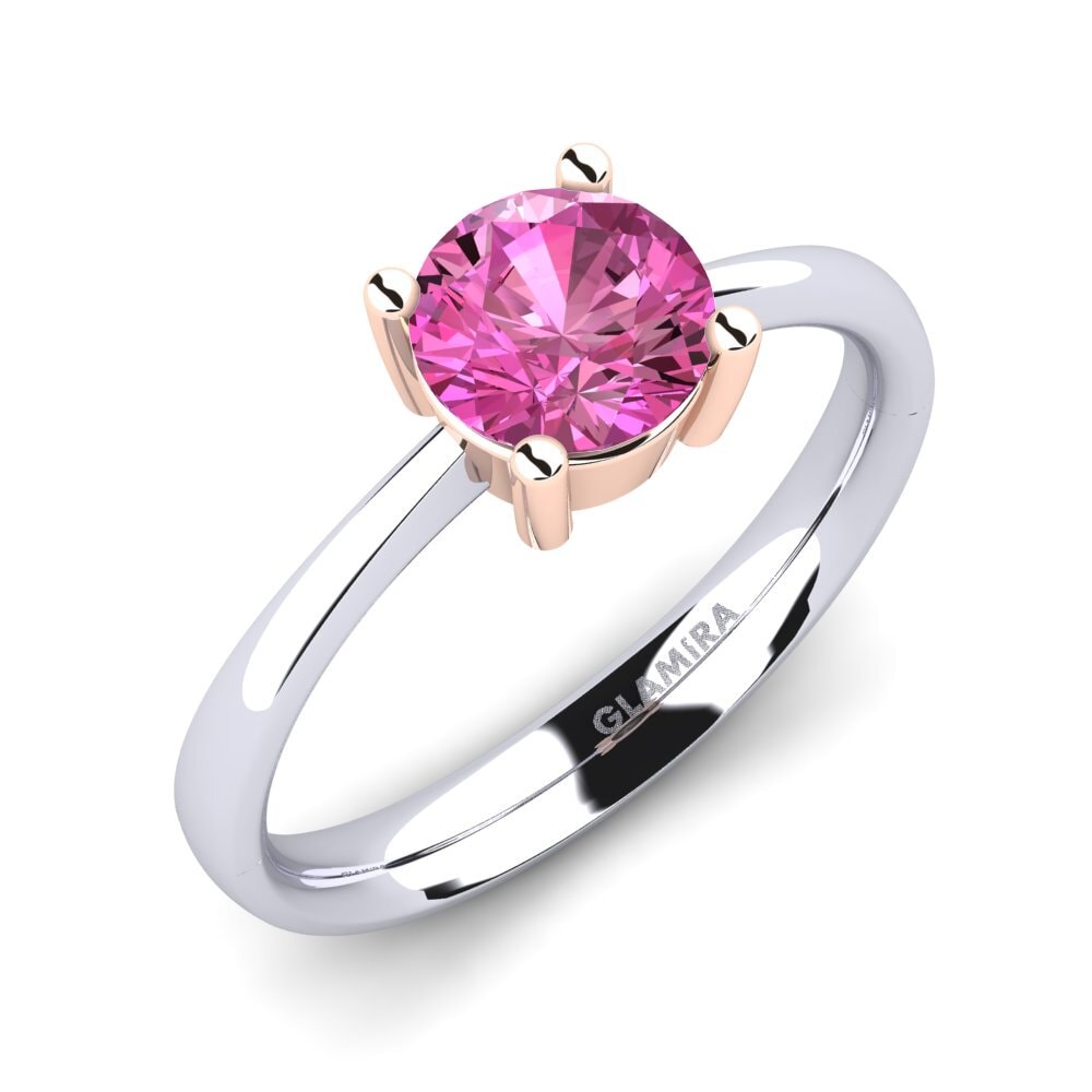 14ct White & Rose Gold Pink Topaz Engagement Ring Julia 1.0 crt