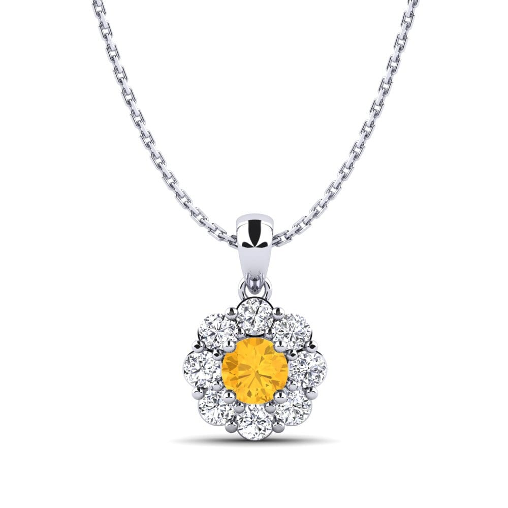 9k White Gold Citrine Women's Pendant Kacie