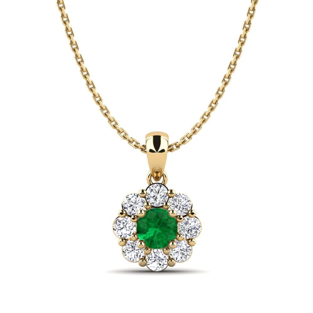 14k Yellow Gold Emerald (Lab Created) Women's Pendant Kacie