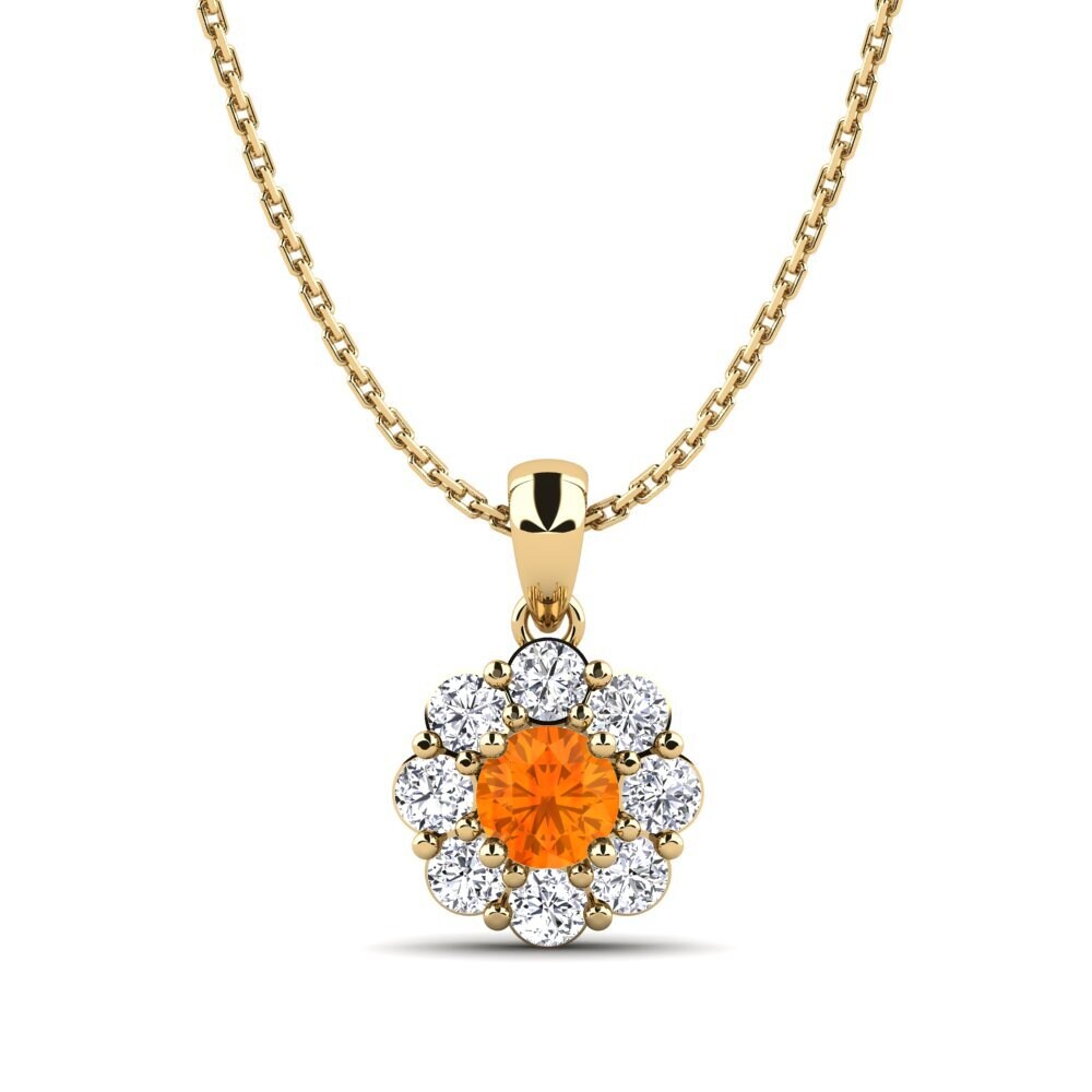14k Yellow Gold Orange Sapphire Women's Pendant Kacie