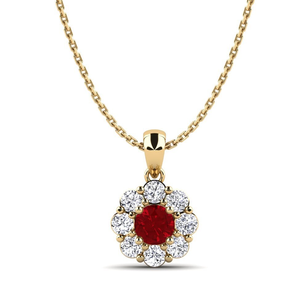 14k Yellow Gold Red Zirconia Women's Pendant Kacie