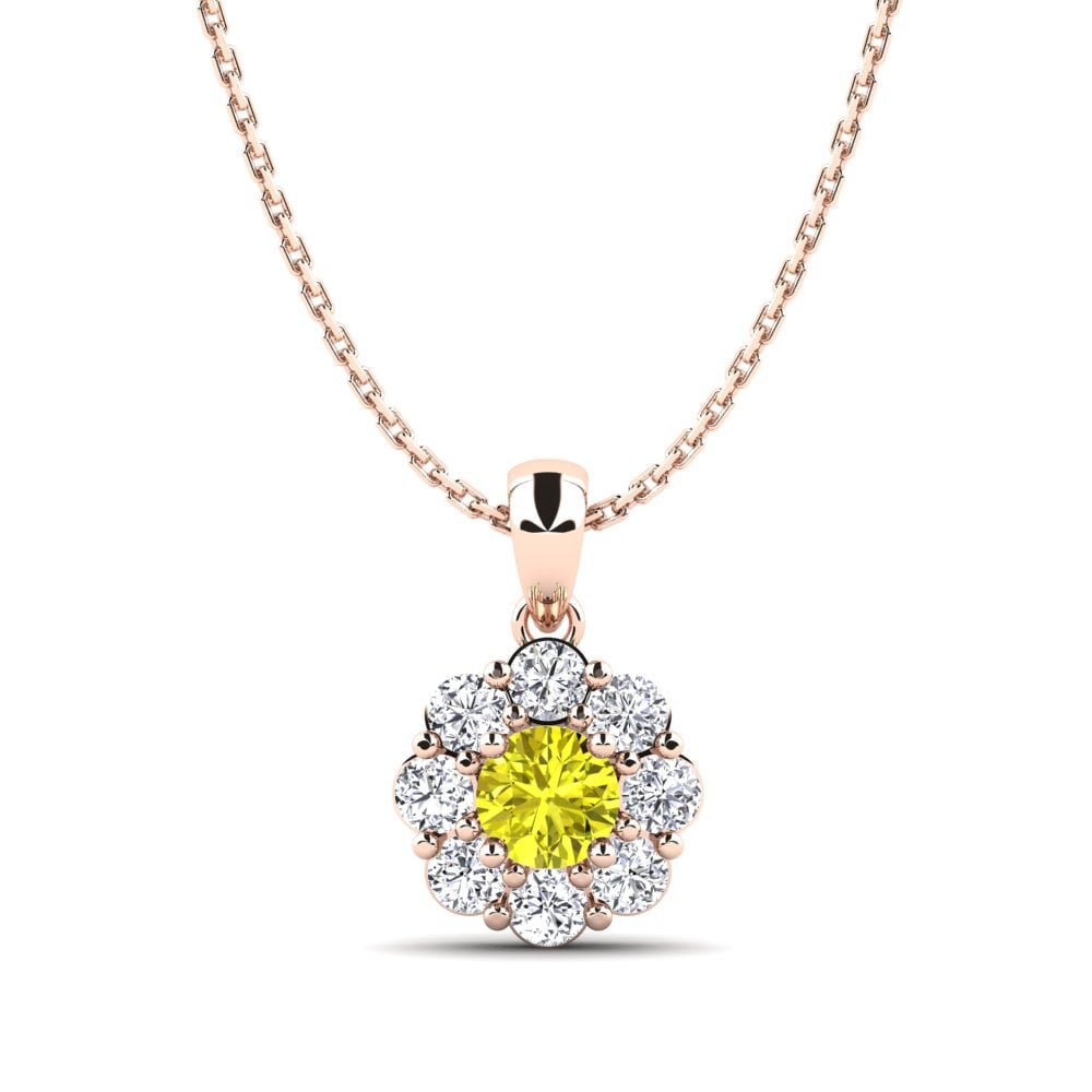 14ct Rose Gold Yellow Diamond Women's Pendant Kacie
