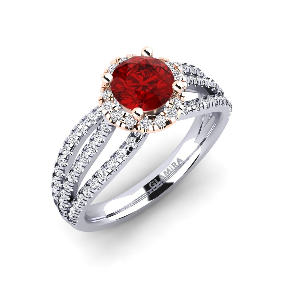 18ct White & Rose Gold Ruby (Lab Created) Engagement Ring Karla