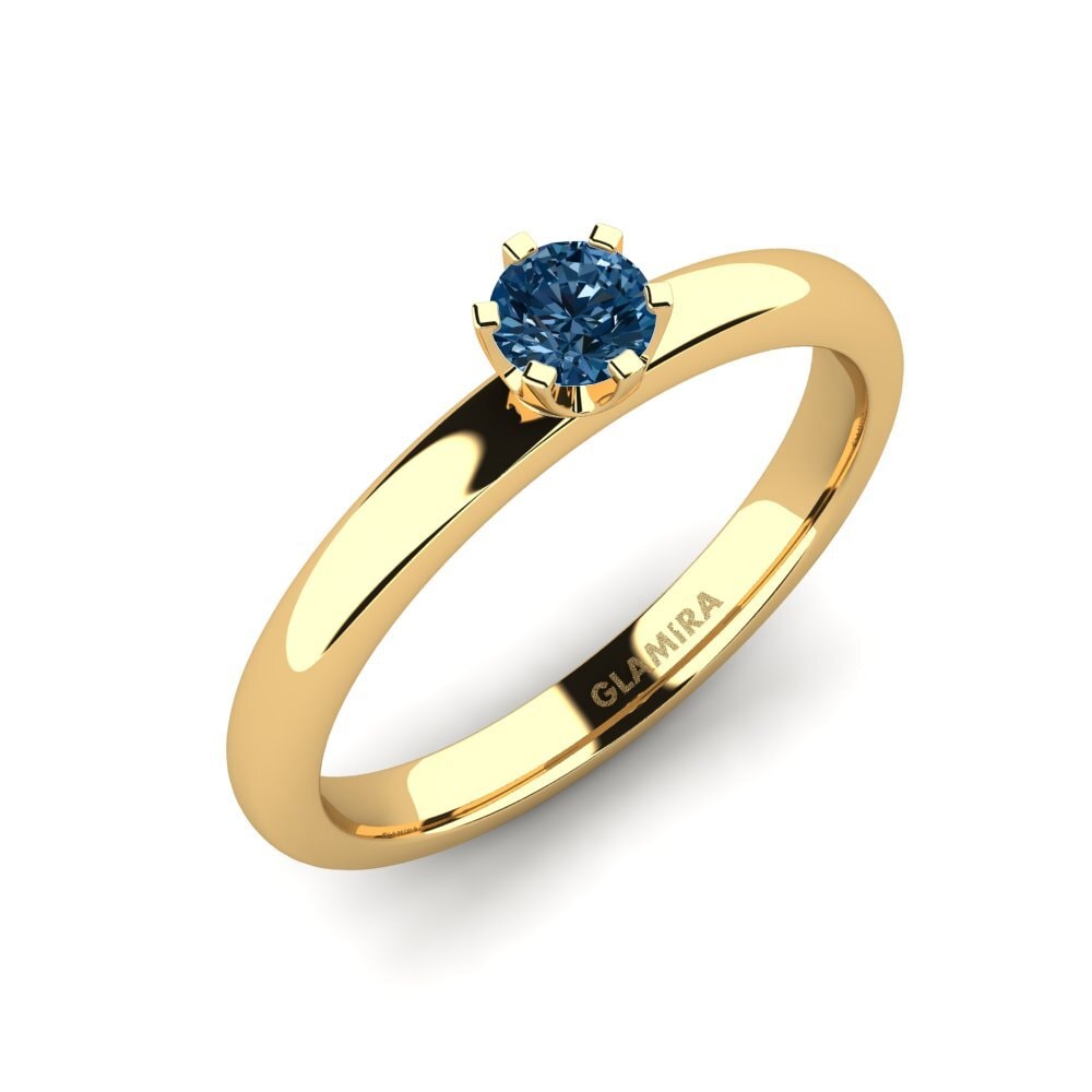 Or Jaune 585 Diamant Bleu Bague de fiançailles Katherina 0.25crt