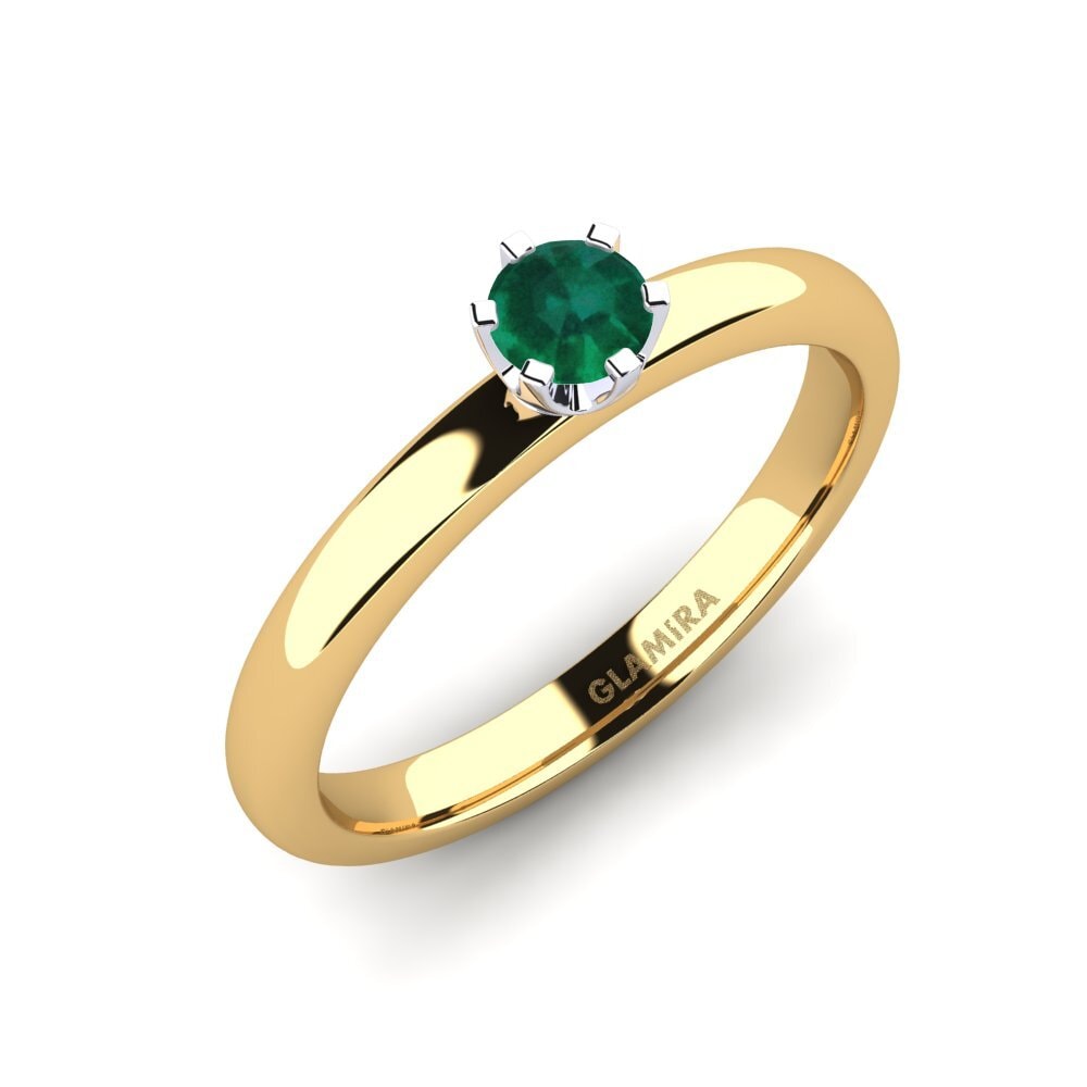 14ct Yellow / White Gold Emerald Engagement Ring Katherina 0.25crt