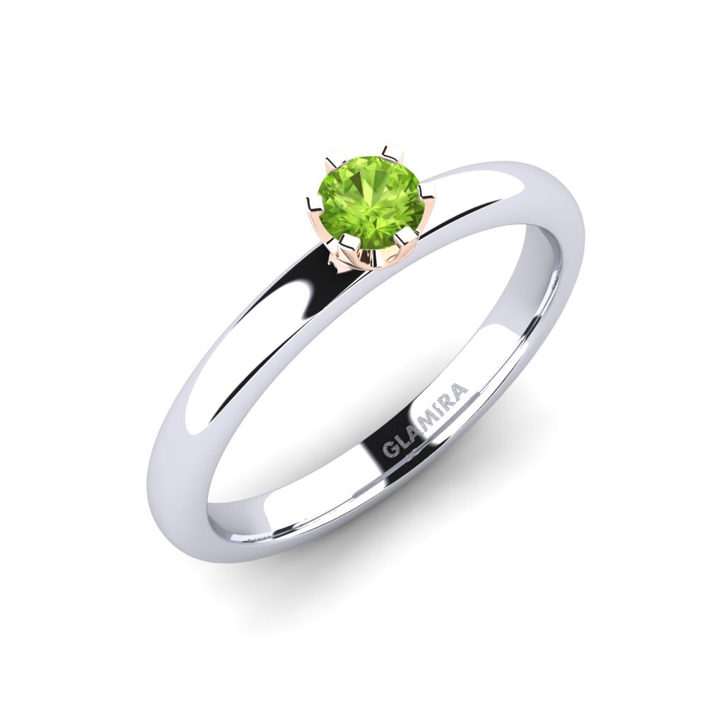 14ct White / Rose Gold Peridot Engagement Ring Katherina 0.25crt