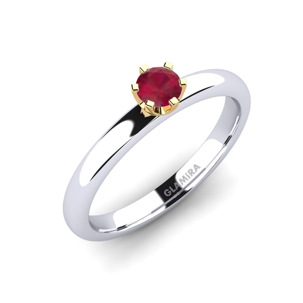 18ct White / Yellow Gold Ruby Engagement Ring Katherina 0.25crt