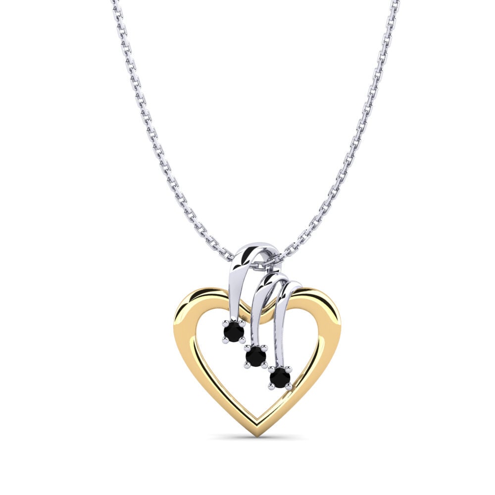 14ct White & Yellow Gold Black Sapphire Women's Pendant Katrin